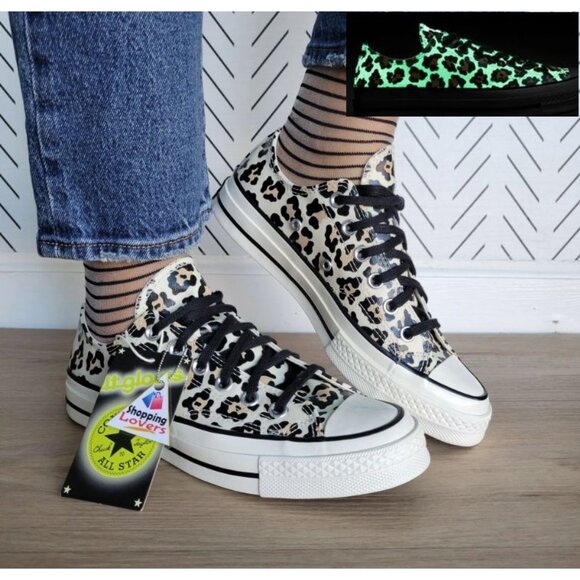 Chuck 70 Glow-In-The-Dark Leopard Animal Print Sz 8 Women Shoes Sneaker A15033C - Picture 1 of 12